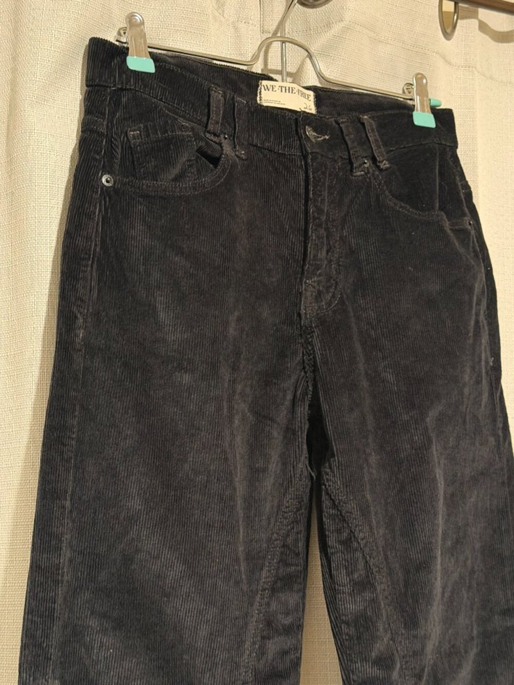 We The Free Black Corduroy Risk Taker High Rise Straight Pants Size 26 - Picture 4 of 10